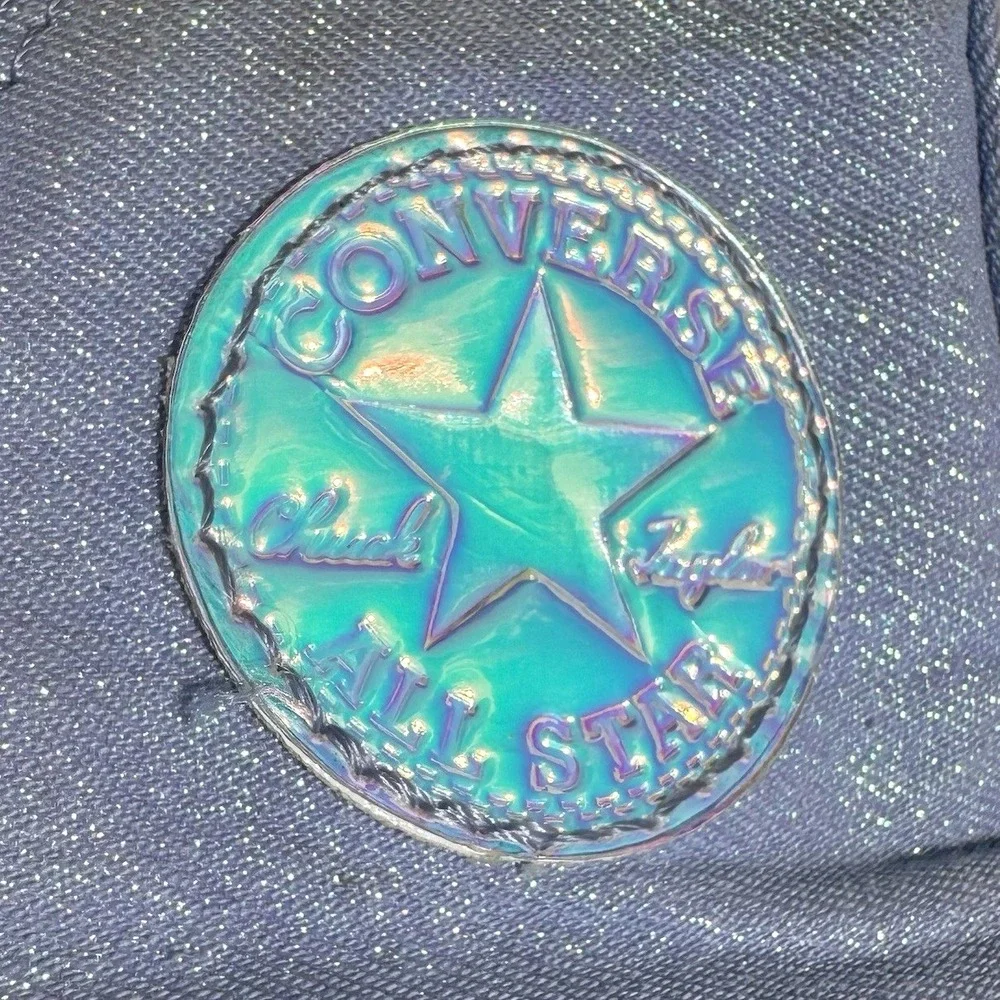 Converse All Star High Top Kids' 2 Light Blue Glitter Chucks Sparkly School